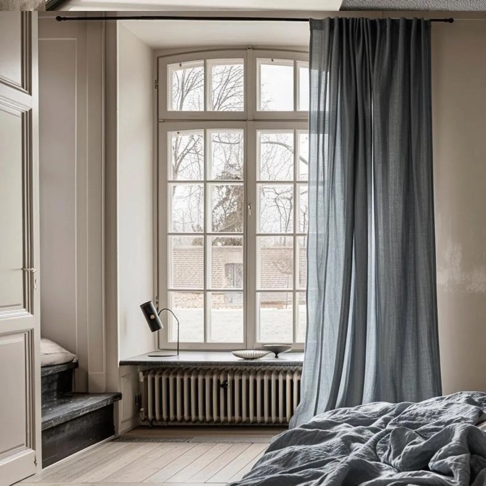 Custom Size Extra Wide Linen Curtain, Washed Soft Linen, Extra Long Cafe Curtain, Tietop, Eyelet,