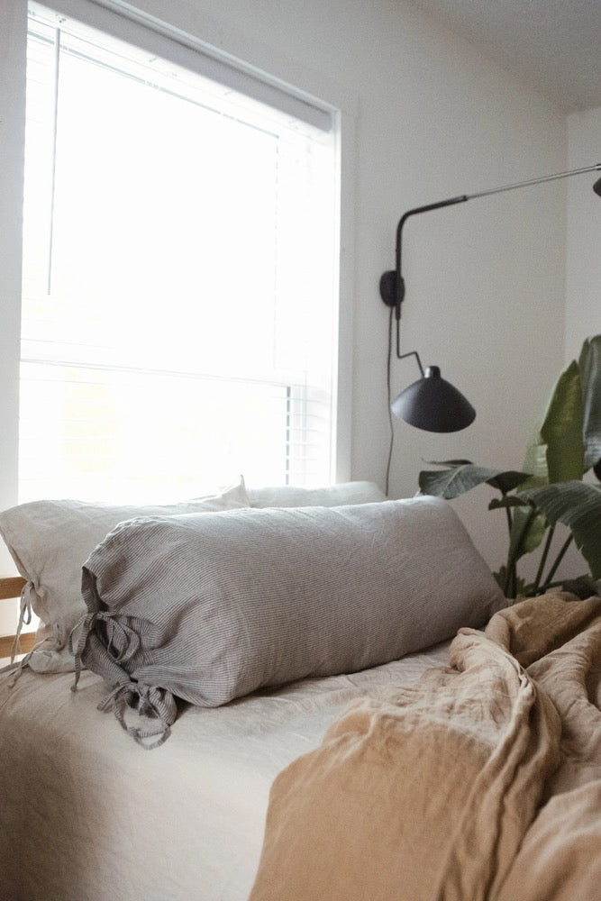 Custom Body Pillow Cover with ties Softened linen Natural Pillow Decorative Pillow Throw Pillow in 40