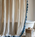Linen Curtain (1 Panel) with Ruffles, Ruffled Cafe Curtain, Cloth Divider, Flax Curtains, Natural curtains