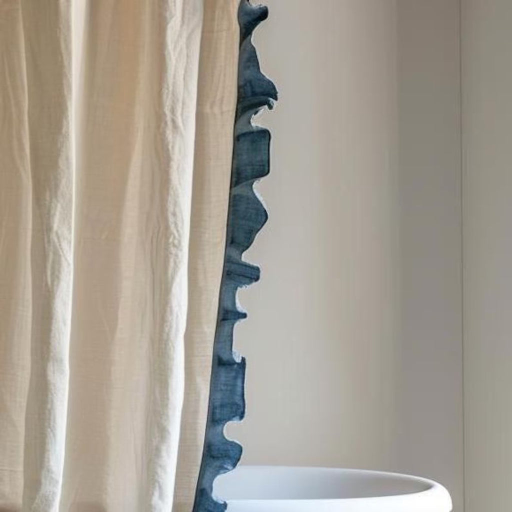 Linen Curtain (1 Panel) with Ruffles, Ruffled Cafe Curtain, Cloth Divider, Flax Curtains, Natural curtains